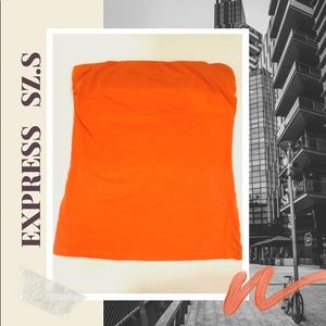 Orange stripeless tank top on elastic band